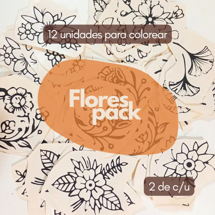 TRANSFER FLORES x 12 unidades para colorear!