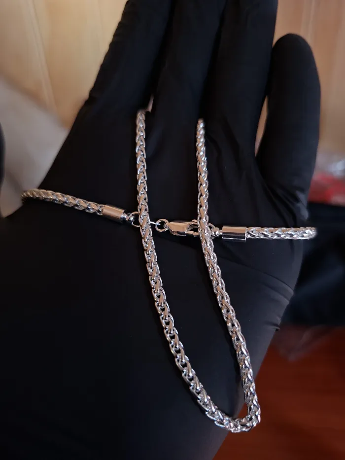 Cadena de plata 925 tejido Espiga de 60 cm 2
