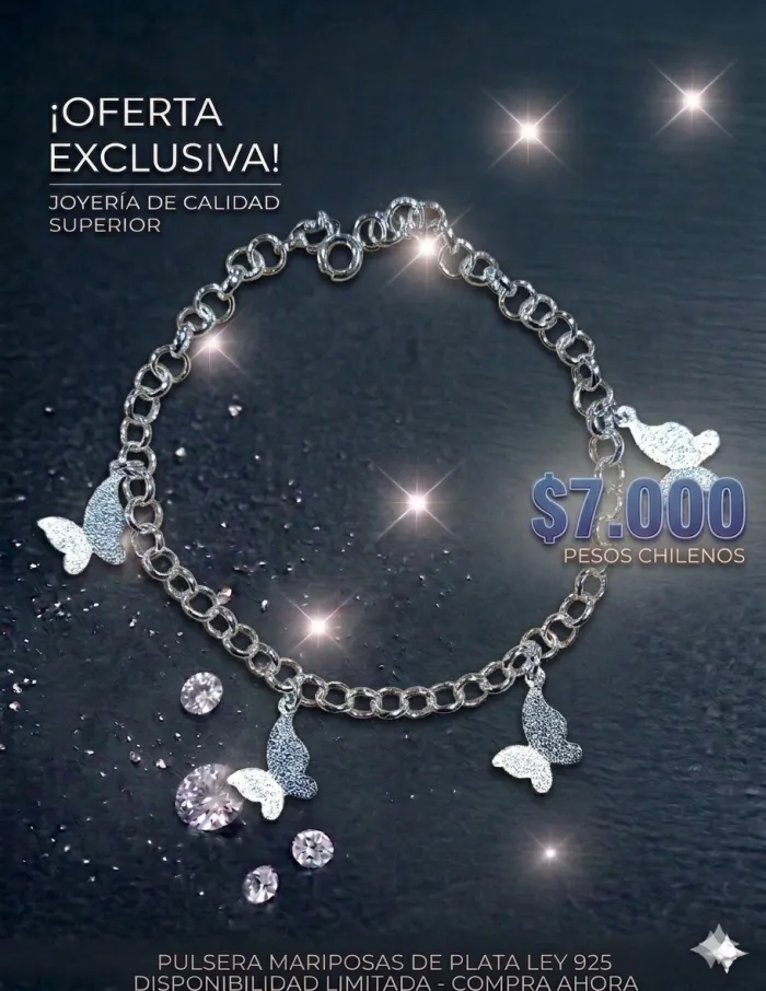 Pulsera mariposas plata 925