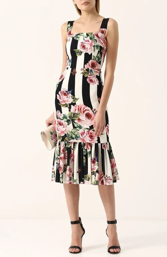 Vestido Floreado de Rayas