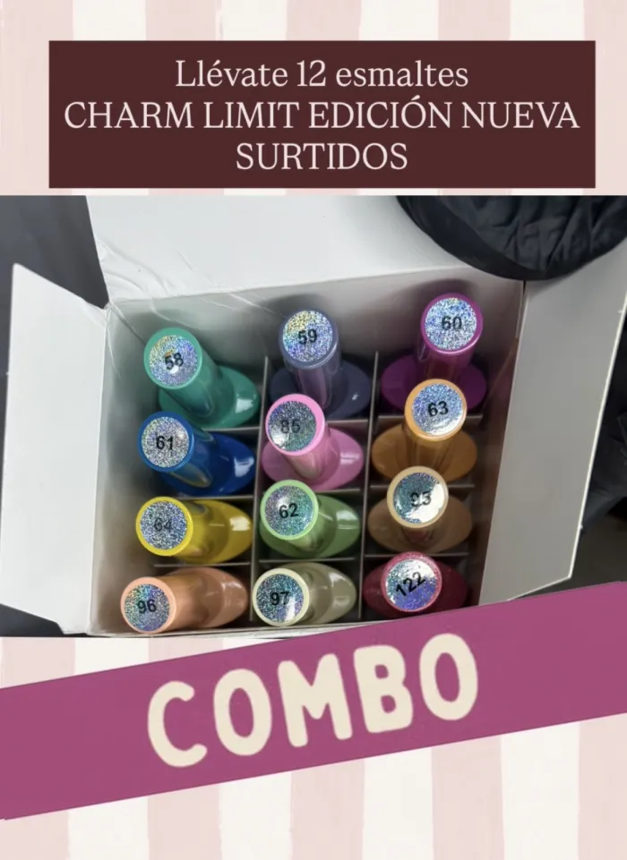 Caja 12 esmaltes semipermanente charm limit 10ml 