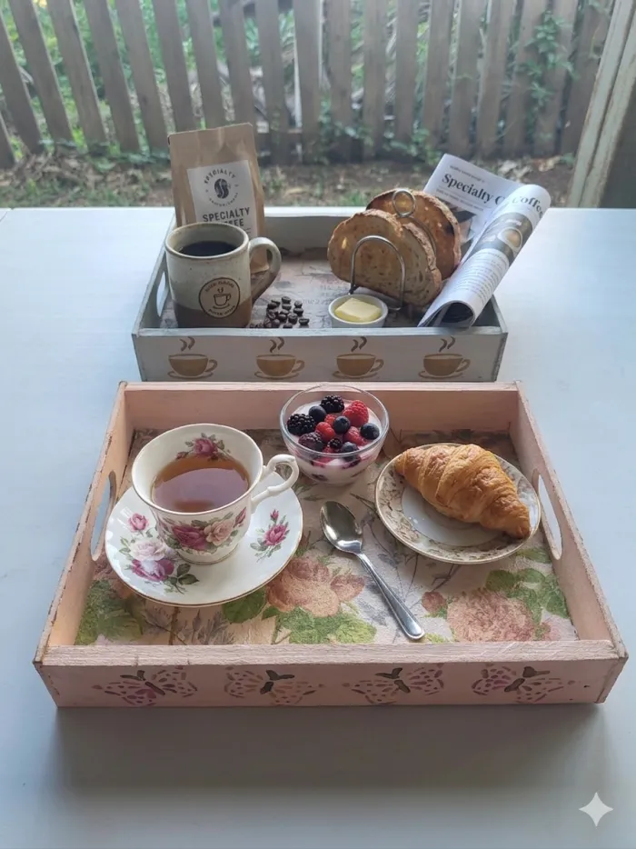 bandeja de madera para desayuno