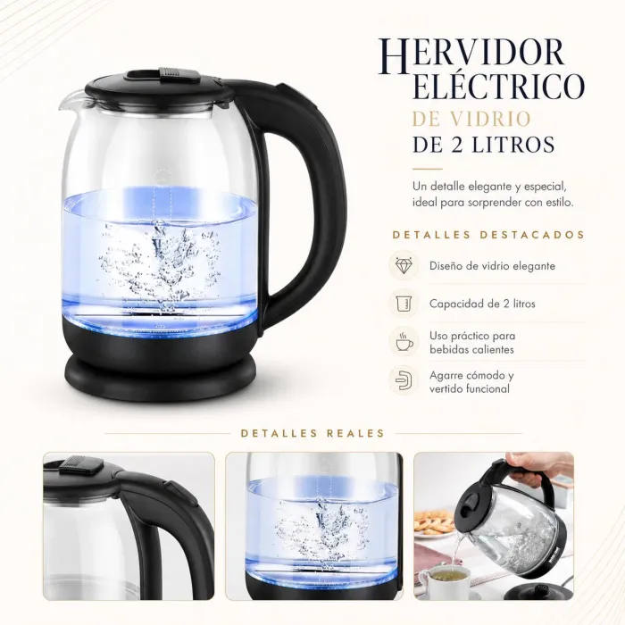 Hervidor eléctrico de vidrio 2 litros