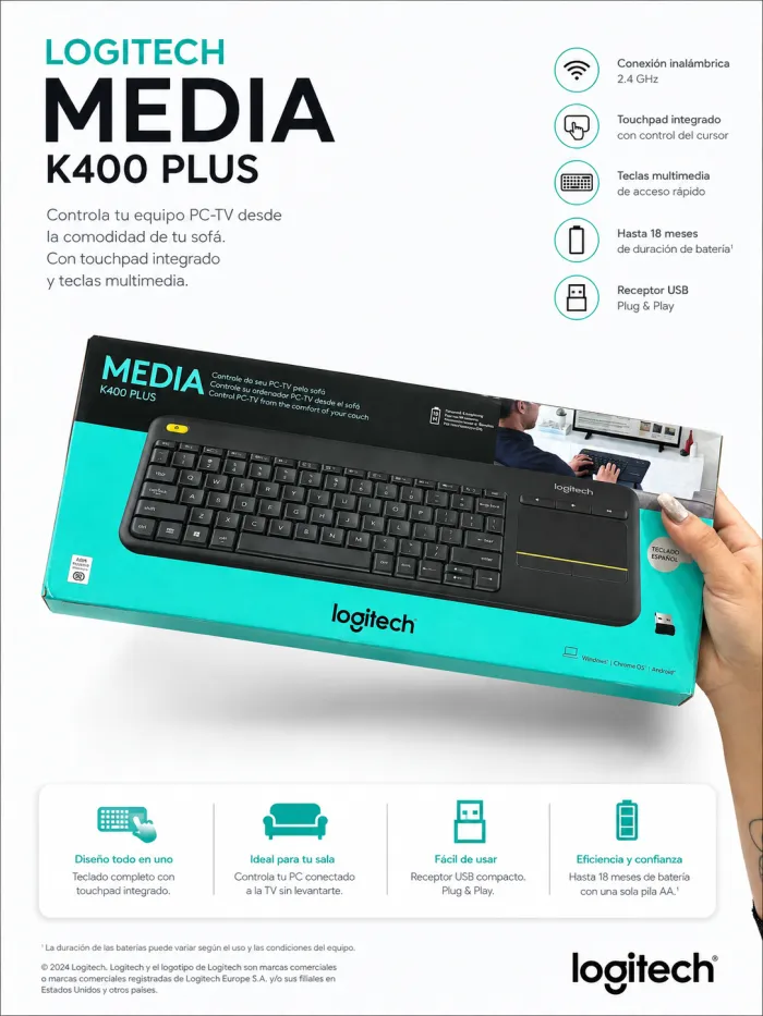 Teclado Inalmbrico Logitech K400 Plus