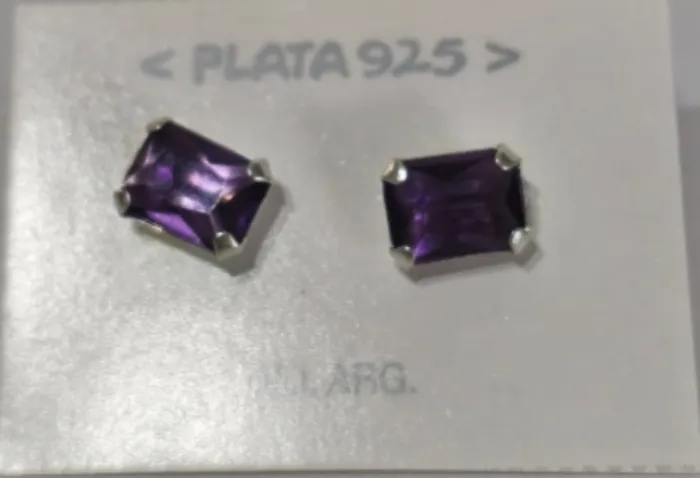 Aros de Plata 925 con Piedra Morada