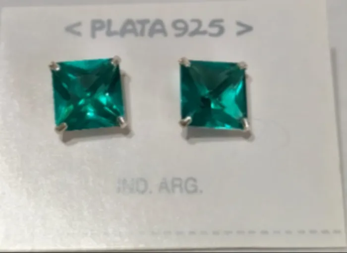 Aros de Plata 925 con Piedras Verdes