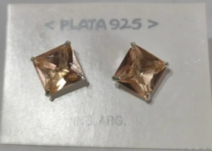 Aros de Plata 925 con Piedra Ambar