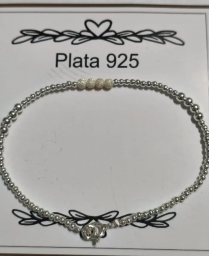 Pulsera de Plata 925 con pelotitas arenadas