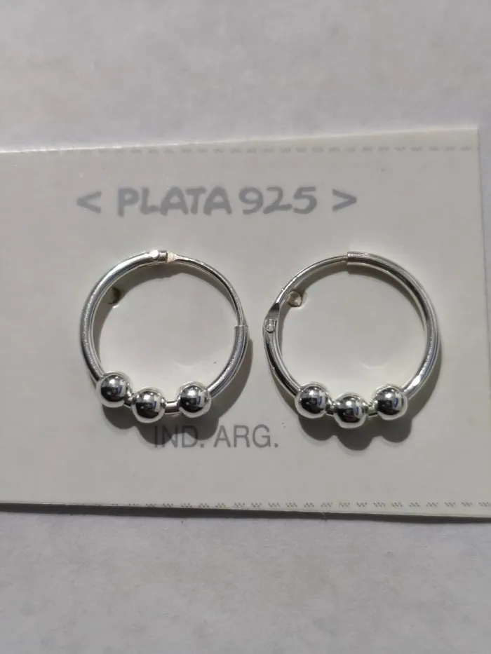 Aros de Plata 925 con Bolitas