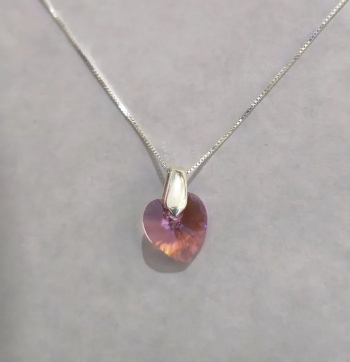 Collar de Plata Corazón de Cristal 