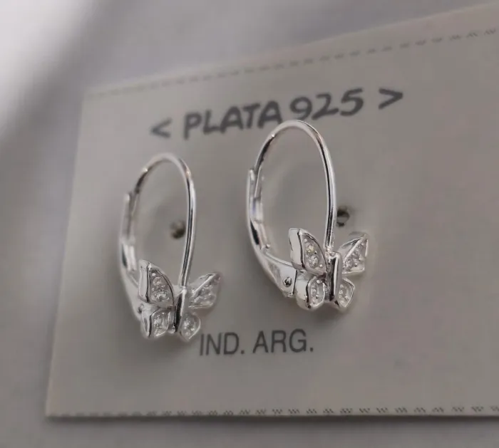 Aros de Mariposa en Plata 925
