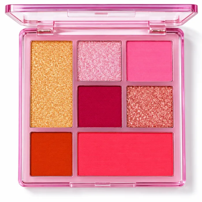 Paleta de sombras Tei tonos rosados con iluminador