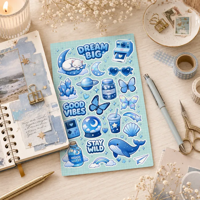 Plancha de stickers Azules