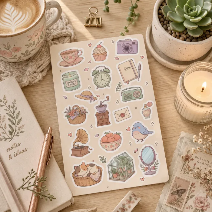 Plancha de stickers Acogedores