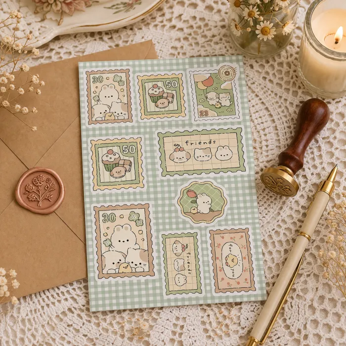 Plancha de stickers Estampillas Cute