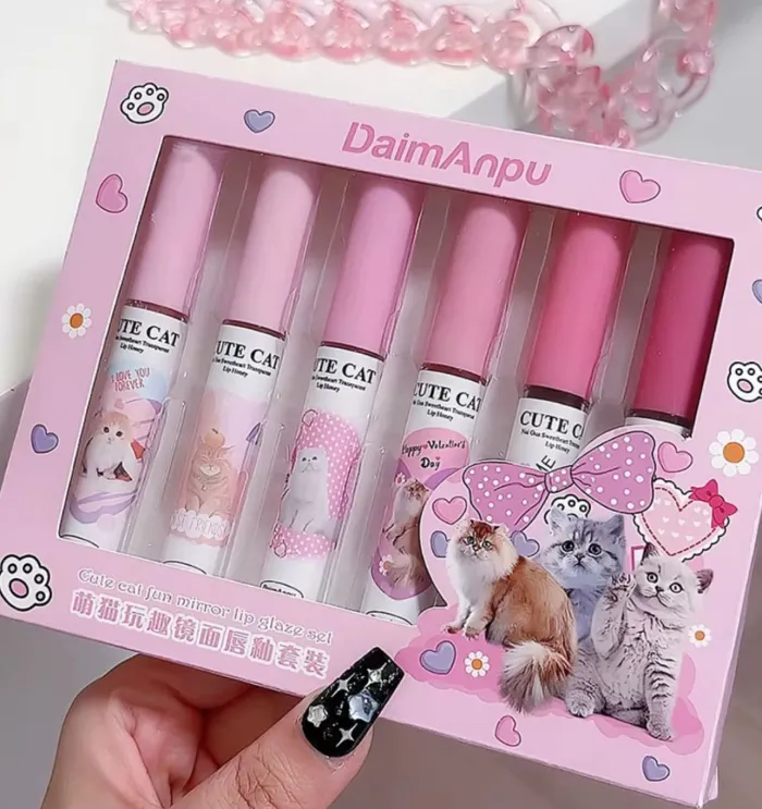 Cute cat fun mirror lip glaze 