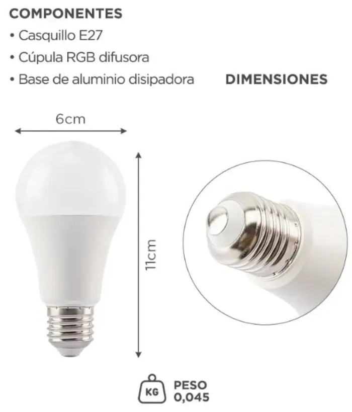 Lámpara Luz Led Gadnic Smart Inteligente RGB Conex 2