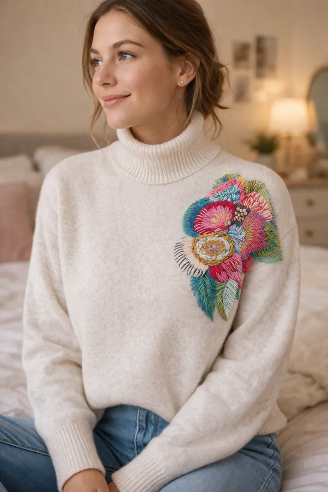 PROYECTO FLORAL ABSTRACTO PARA PRENDAS DE LANA