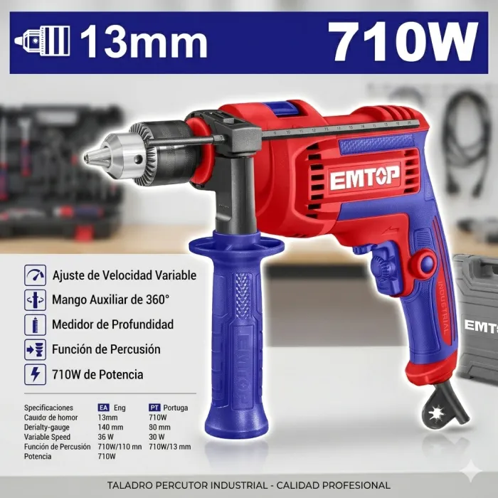 Taladro de impacto 710W 13mm 220V EMTOP EMDL0716 2