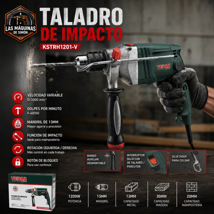Taladro Impacto 13mm 1200W Versa Profesional
