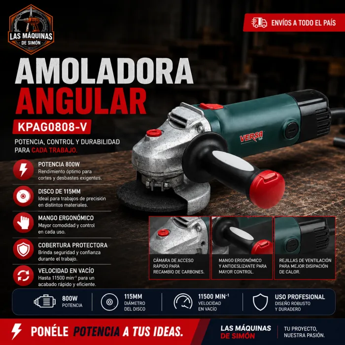 Amoladora Angular 115mm 800W Versa Pro
