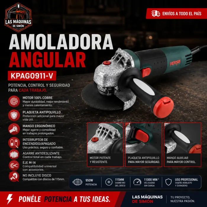 Amoladora Angular 115mm 950W Versa Pro