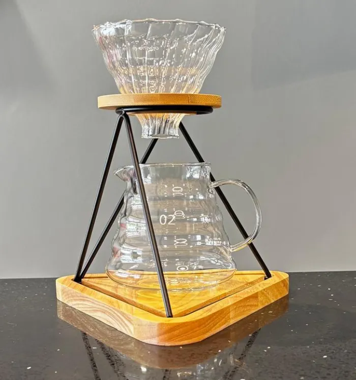Kit V60 BoroSilicato con Base en Madera