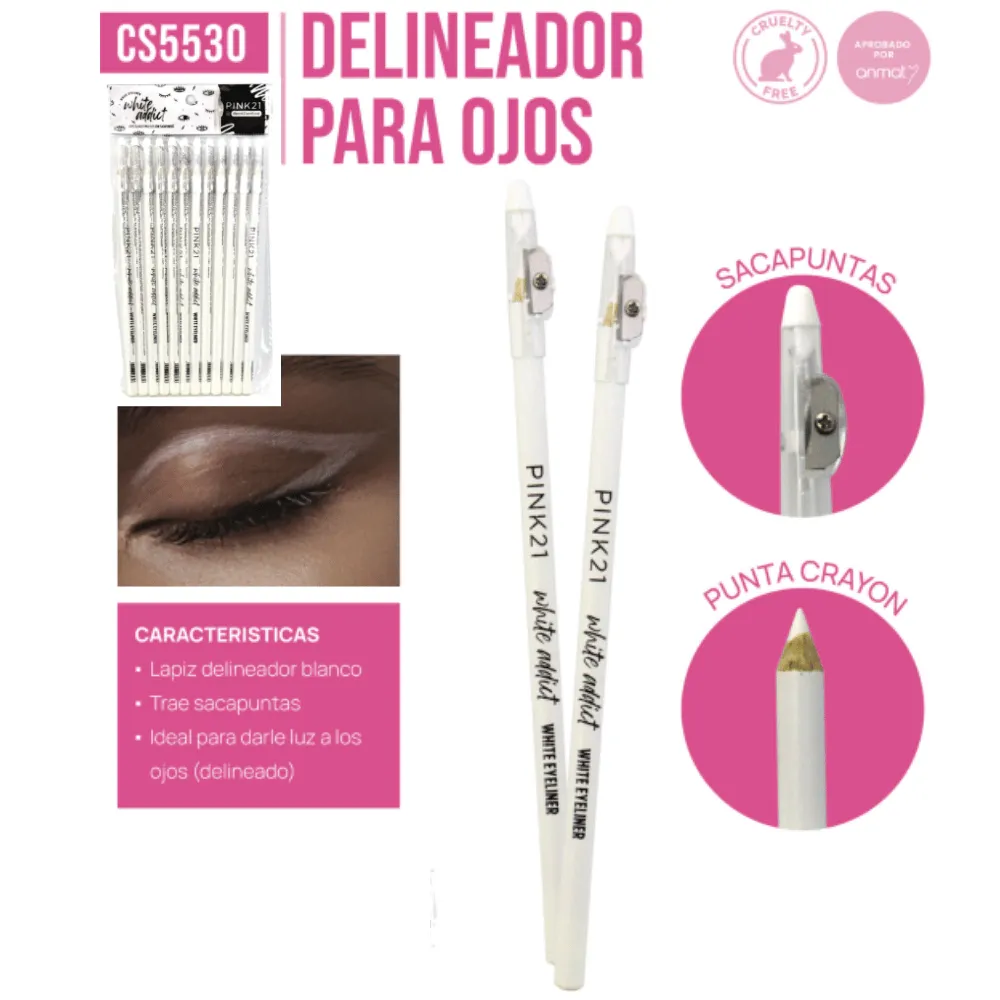 Lápiz delineador blanco Pink21 - PACK 12U