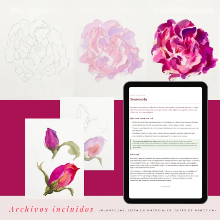 WORKSHOP Cómo dibujar y pintar una Rosa + Ebook 2