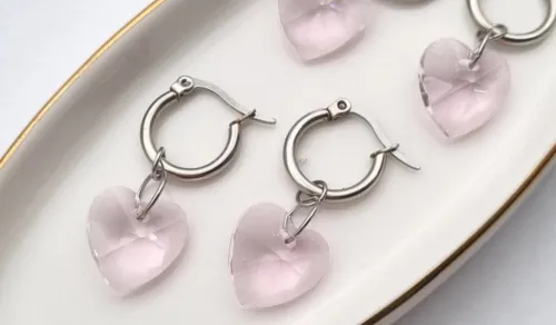 Aros Corazon Cristal 