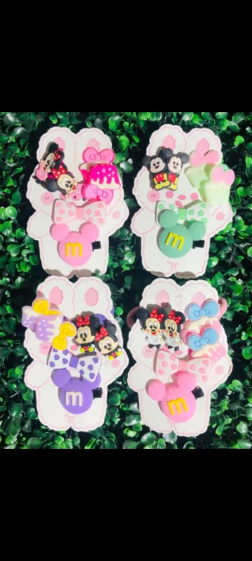 Set de colitas y hebillas Mickey y Minnie