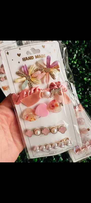 Set de hebillas con aplique y scrunchie❤️🌸