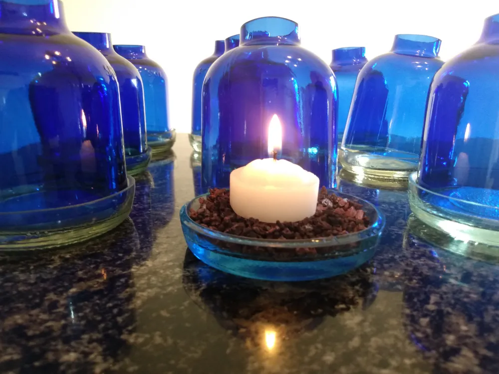 💙Hornitos de vidrio, con vela💙 ♻️ 2