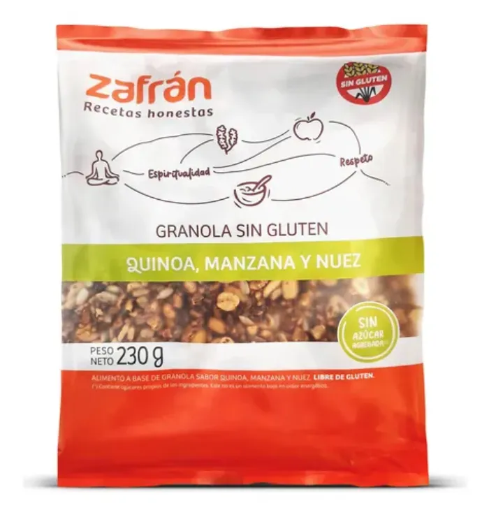 Zafran Granola Sin Gluten Quinoa, Manzana y Nuez 230g