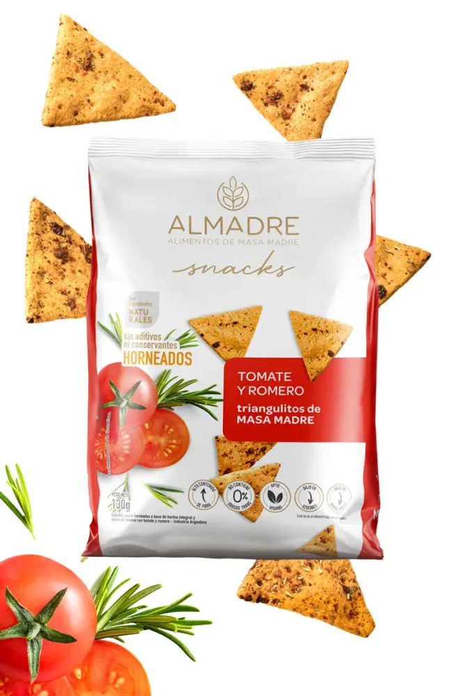 Triangulitos de Masa Madre Tomate y Romero