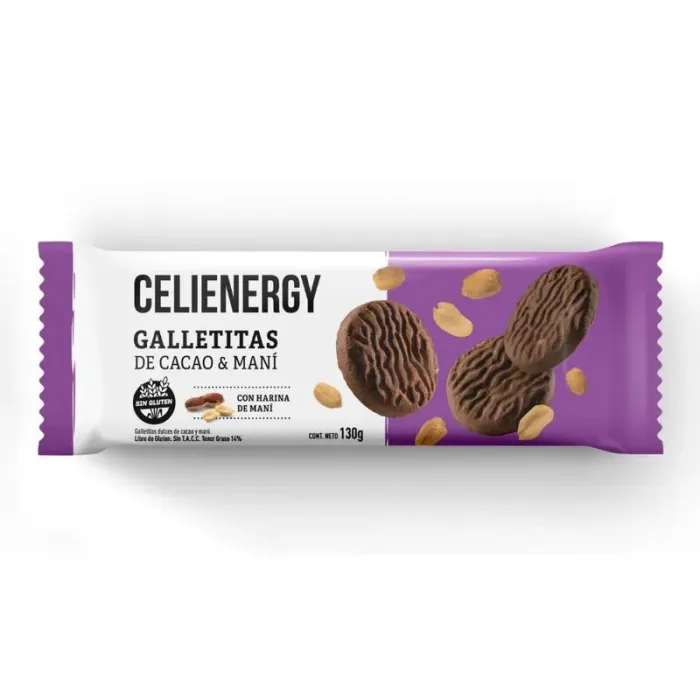 Galletitas de Cacao y Maní Celienergy 130g