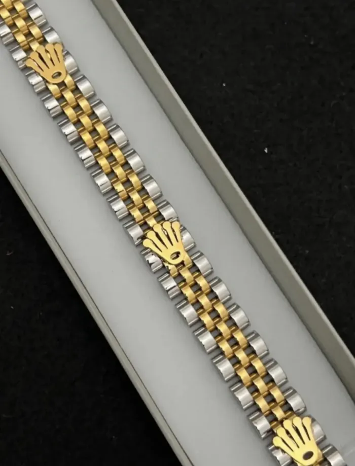 Pulsera rolex gris dorado 