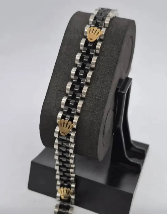 Pulsera Rolex plata y negro 2