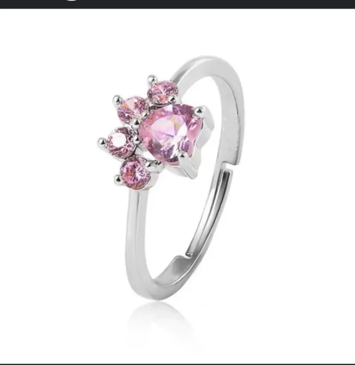 Anillo plateado patita huellita animal