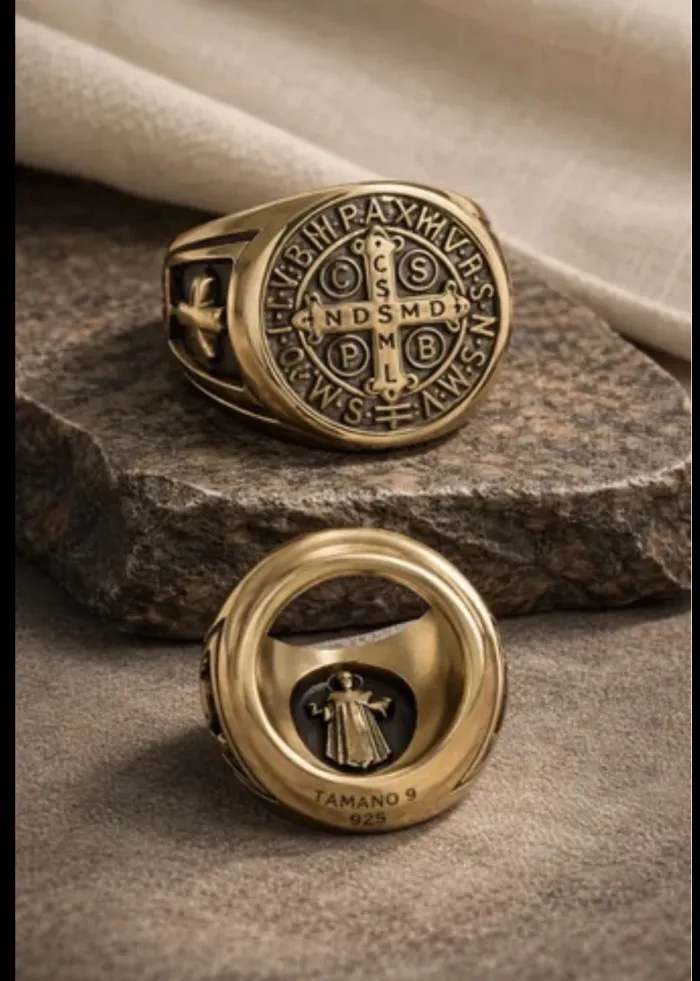 Anillo san Benito sello grabado