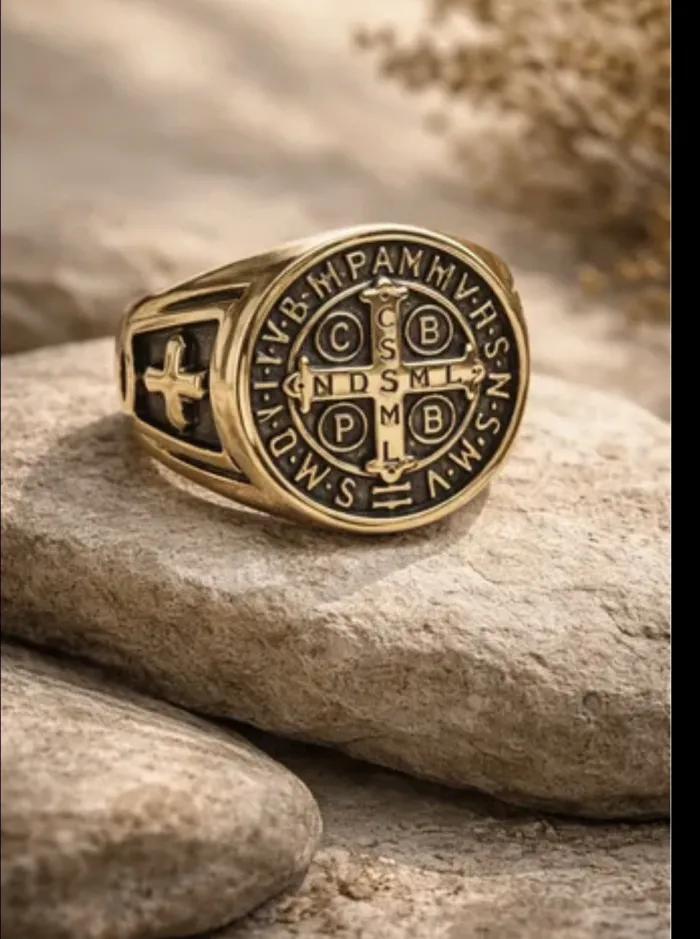 Anillo san Benito sello grabado 2