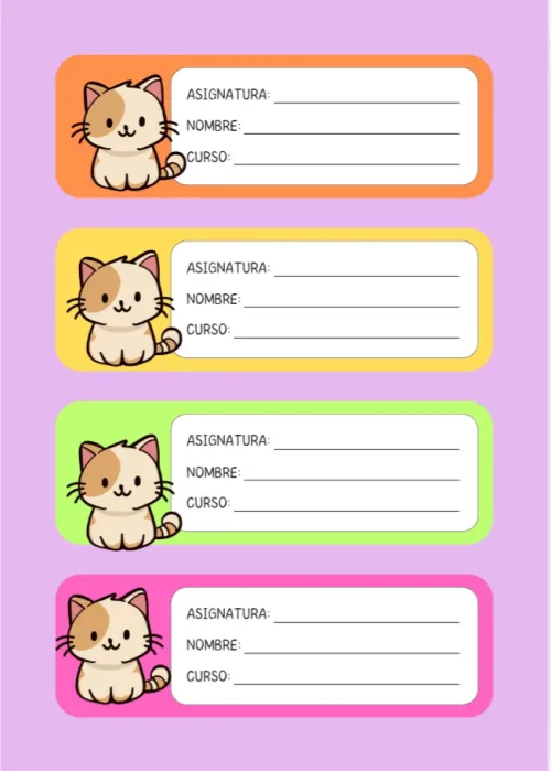 Etiquetas de colores para las asignaturas.