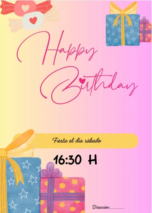 Tarjeta de invitaciòn para cumpleaños.