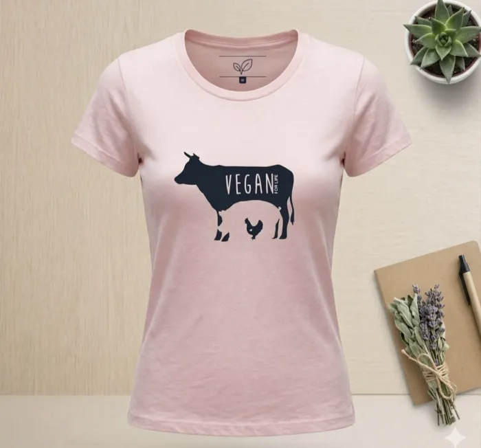 Remera veganismo es justicia  y vegan Rosa