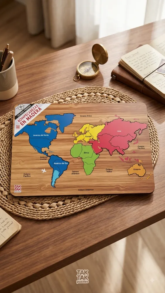 Rompecabeza mapa madera CONTINENTES