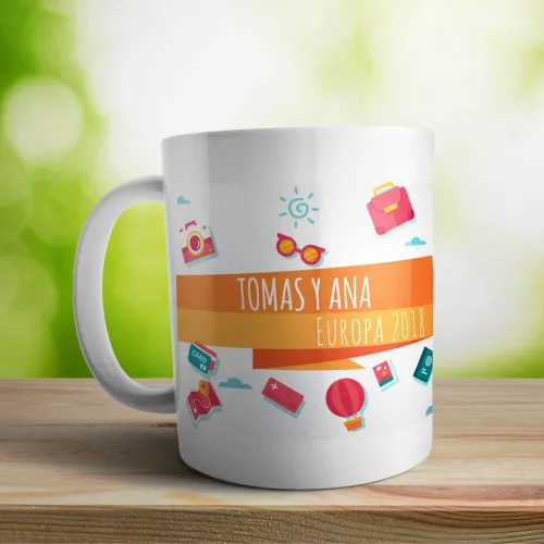 Taza de cerámica personalizada con fotos y textos