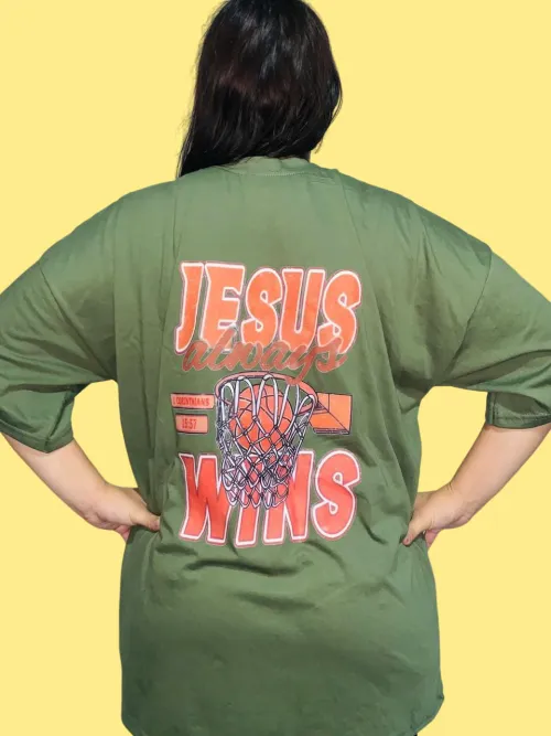REMERA OVERSIDE : Jesús siempre gana!