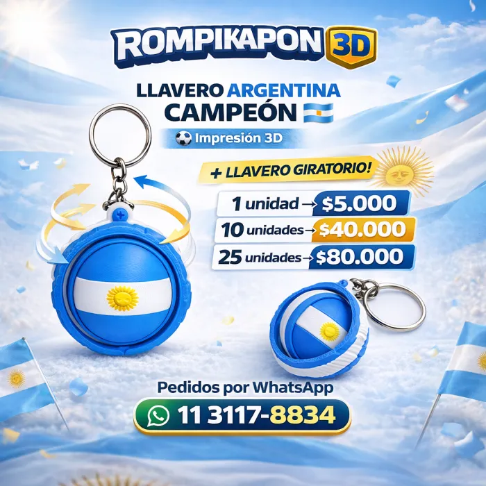 Llavero Argentina Campeón 3D