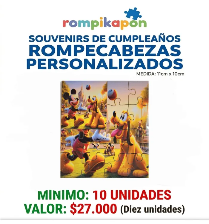 Souvenirs Personalizado Cumpleaños infantil 10unid