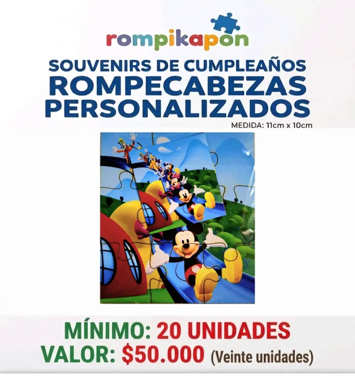 Souvenirs Personalizado Cumpleaños infantil 20unid
